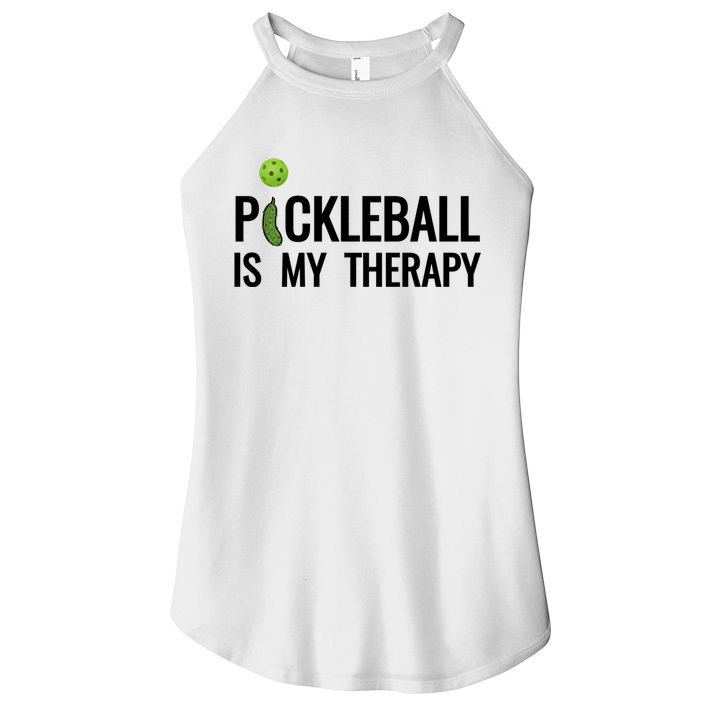 Pickleball Is My Therapy Funny Pickleball Players Gift Women's Perfect Tri Rocker Tank