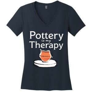 Pottery Is My Therapy Women's V-Neck T-Shirt