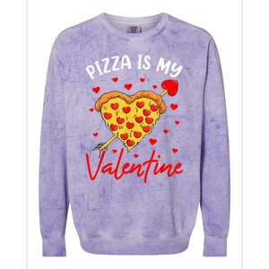 Pizza Is My Valentine Funny Valentines Day Heart Shape 2024 Colorblast Crewneck Sweatshirt