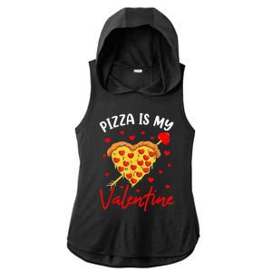 Pizza Is My Valentine Funny Valentines Day Heart Shape 2024 Ladies PosiCharge Tri-Blend Wicking Draft Hoodie Tank