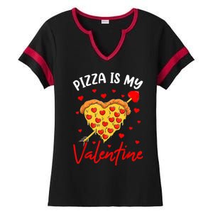 Pizza Is My Valentine Funny Valentines Day Heart Shape 2024 Ladies Halftime Notch Neck Tee