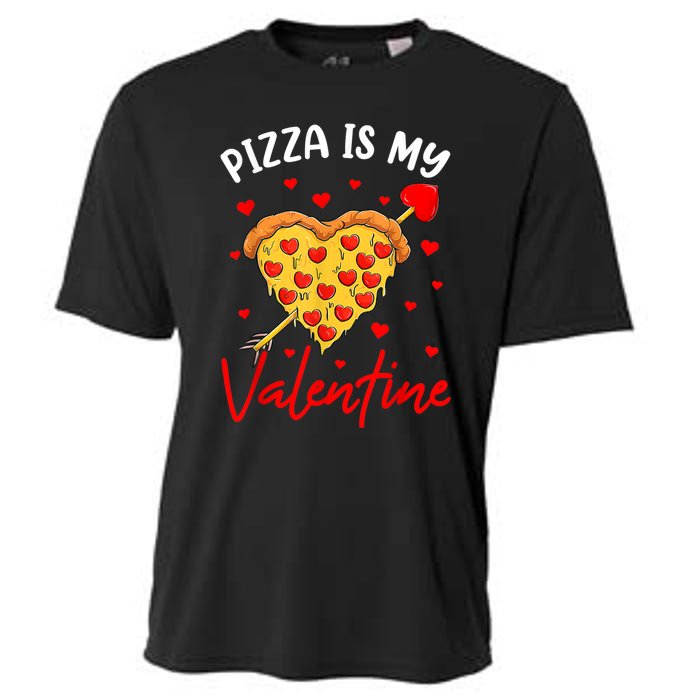 Pizza Is My Valentine Funny Valentines Day Heart Shape 2024 Cooling Performance Crew T-Shirt