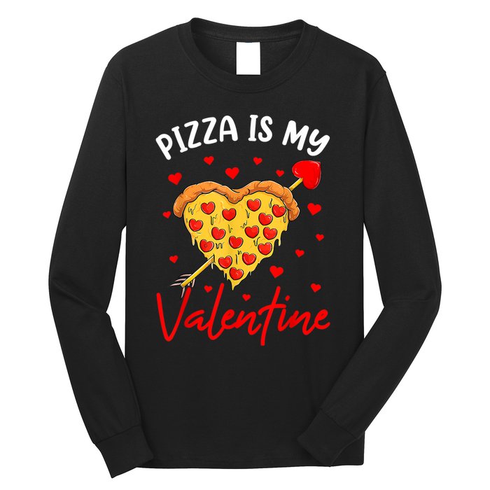 Pizza Is My Valentine Funny Valentines Day Heart Shape 2024 Long Sleeve Shirt