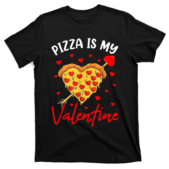 Pizza Is My Valentine Funny Valentines Day Heart Shape 2024 T-Shirt