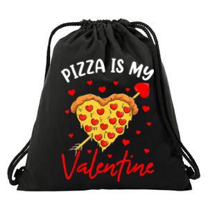 Pizza Is My Valentine Funny Valentines Day Heart Shape 2024 Drawstring Bag