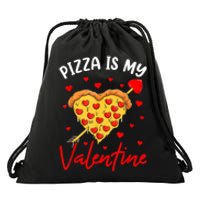 Pizza Is My Valentine Funny Valentines Day Heart Shape 2024 Drawstring Bag