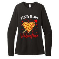 Pizza Is My Valentine Funny Valentines Day Heart Shape 2024 Womens CVC Long Sleeve Shirt