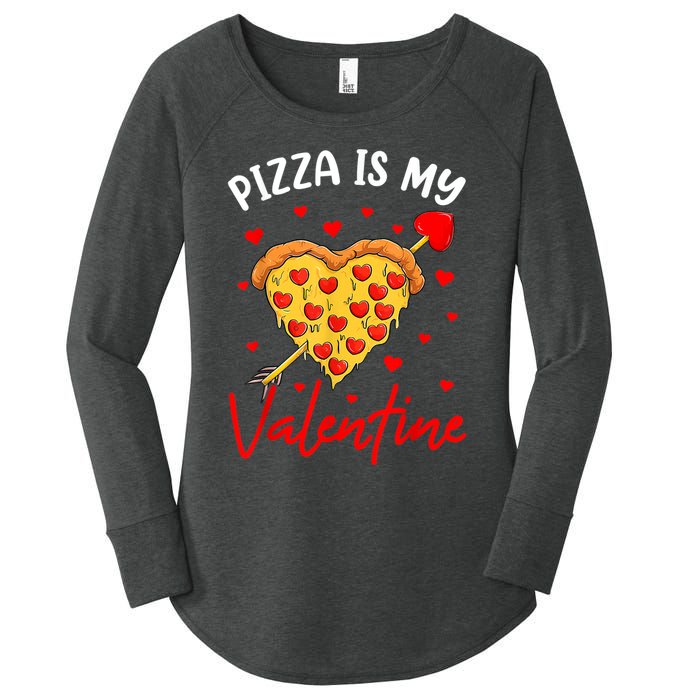 Pizza Is My Valentine Funny Valentines Day Heart Shape 2024 Women's Perfect Tri Tunic Long Sleeve Shirt