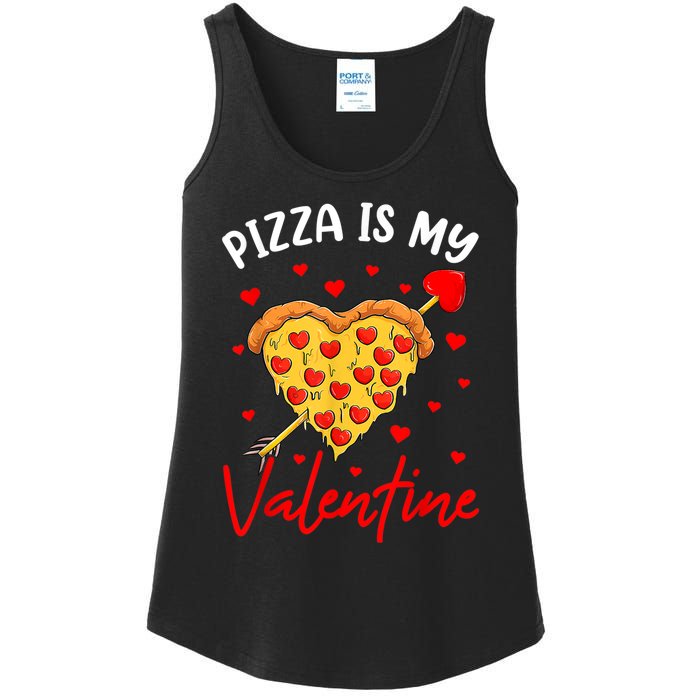 Pizza Is My Valentine Funny Valentines Day Heart Shape 2024 Ladies Essential Tank