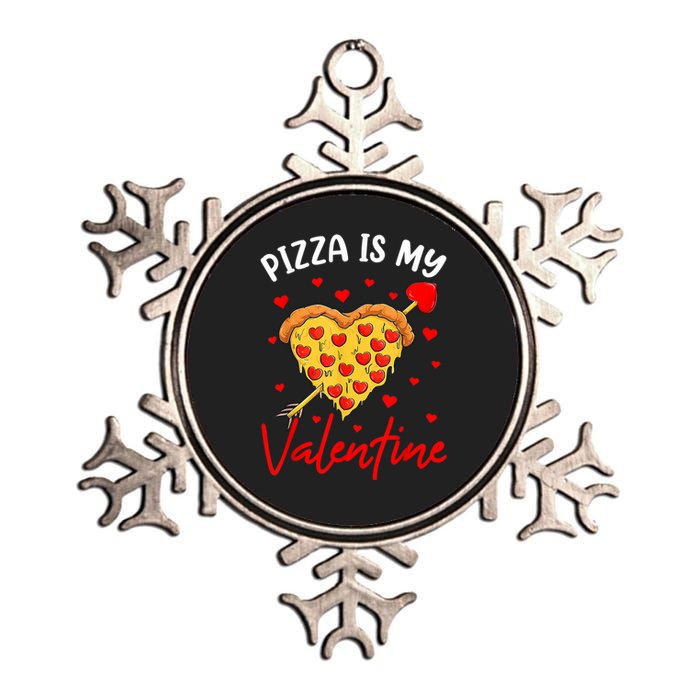 Pizza Is My Valentine Funny Valentines Day Heart Shape 2024 Metallic Star Ornament