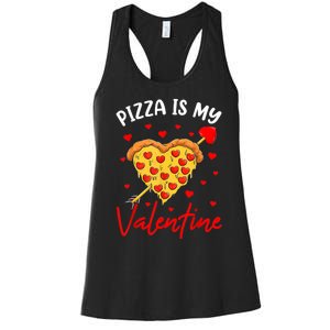 Pizza Is My Valentine Funny Valentines Day Heart Shape 2024 Women's Racerback Tank