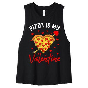 Pizza Is My Valentine Funny Valentines Day Heart Shape 2024 Women's Racerback Cropped Tank