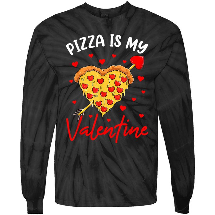 Pizza Is My Valentine Funny Valentines Day Heart Shape 2024 Tie-Dye Long Sleeve Shirt