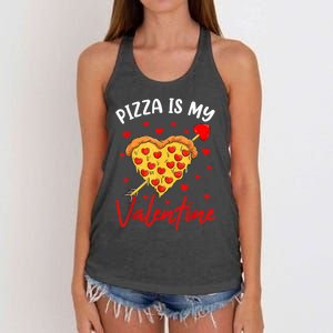 Pizza Is My Valentine Funny Valentines Day Heart Shape 2024 Women's Knotted Racerback Tank