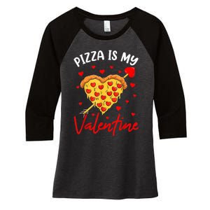 Pizza Is My Valentine Funny Valentines Day Heart Shape 2024 Women's Tri-Blend 3/4-Sleeve Raglan Shirt