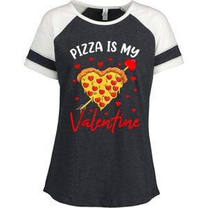 Pizza Is My Valentine Funny Valentines Day Heart Shape 2024 Enza Ladies Jersey Colorblock Tee