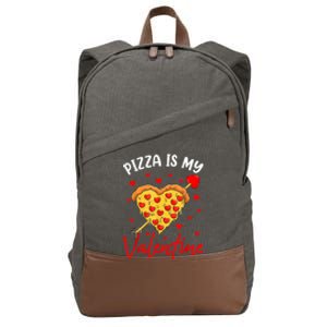 Pizza Is My Valentine Funny Valentines Day Heart Shape 2024 Cotton Canvas Backpack