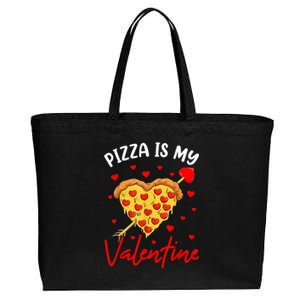 Pizza Is My Valentine Funny Valentines Day Heart Shape 2024 Cotton Canvas Jumbo Tote