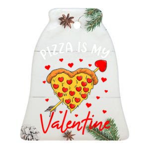 Pizza Is My Valentine Funny Valentines Day Heart Shape 2024 Ceramic Bell Ornament