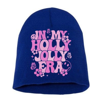 Pink In My Holly Xmas Jolly Era Groovy Retro Christmas Cute Gift Short Acrylic Beanie