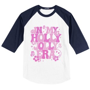 Pink In My Holly Xmas Jolly Era Groovy Retro Christmas Cute Gift Baseball Sleeve Shirt