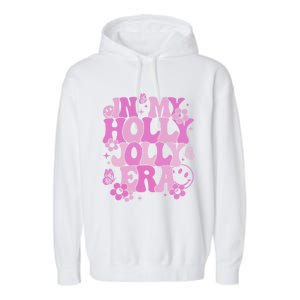 Pink In My Holly Xmas Jolly Era Groovy Retro Christmas Cute Gift Garment-Dyed Fleece Hoodie