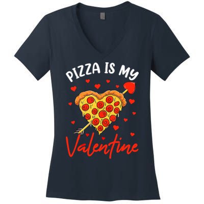 Pizza Is My Valentine Funny Valentines Day Matching Boy Girl Women's V-Neck T-Shirt