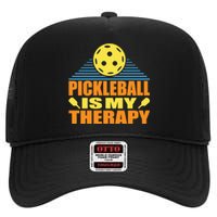 Pickleball Is My Therapy Funny Pickleball High Crown Mesh Back Trucker Hat