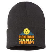 Pickleball Is My Therapy Funny Pickleball Sustainable Knit Beanie