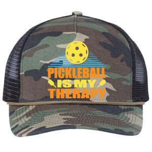 Pickleball Is My Therapy Funny Pickleball Retro Rope Trucker Hat Cap