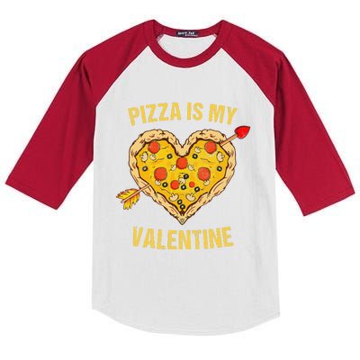 Pizza Is My Valentine Pizza Heart Valentine's Days Kids Colorblock Raglan Jersey