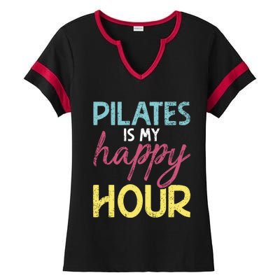 Pilates Is My Happy Hour Workout Gym Gift And Cool Gift Ladies Halftime Notch Neck Tee