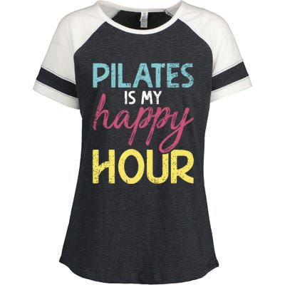 Pilates Is My Happy Hour Workout Gym Gift And Cool Gift Enza Ladies Jersey Colorblock Tee