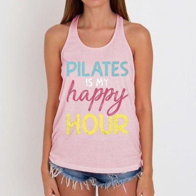 Pilates Is My Happy Hour Workout Gym Gift And Cool Gift Women's Knotted Racerback Tank