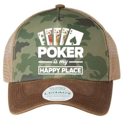 Poker Is My Happy Place Funny Poker Player Poker Legacy Tie Dye Trucker Hat