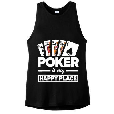Poker Is My Happy Place Funny Poker Player Poker Ladies PosiCharge Tri-Blend Wicking Tank