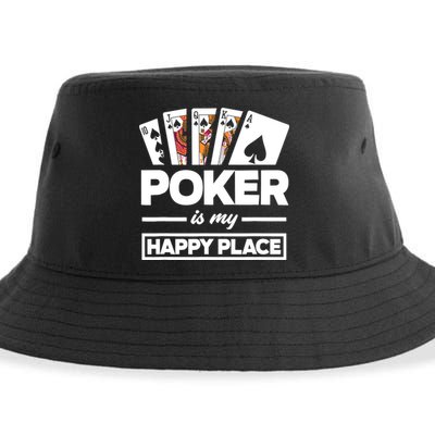 Poker Is My Happy Place Funny Poker Player Poker Sustainable Bucket Hat