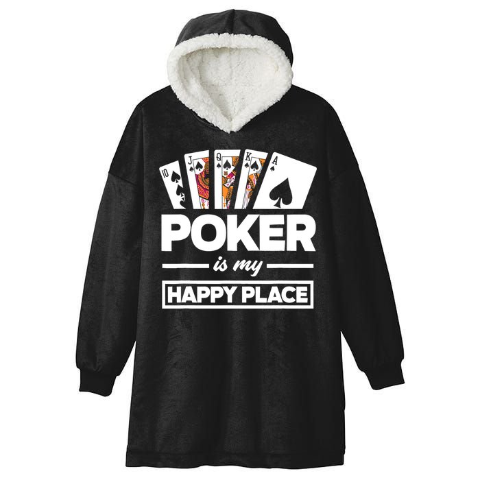 Poker Is My Happy Place Funny Poker Player Poker Hooded Wearable Blanket