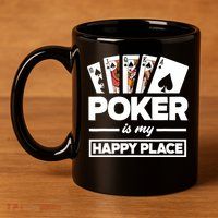 Poker Is My Happy Place Funny Poker Player Poker 11oz C Handle Ceramic Mug