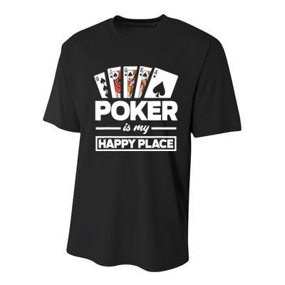 Poker Is My Happy Place Funny Poker Player Poker Youth Performance Sprint T-Shirt