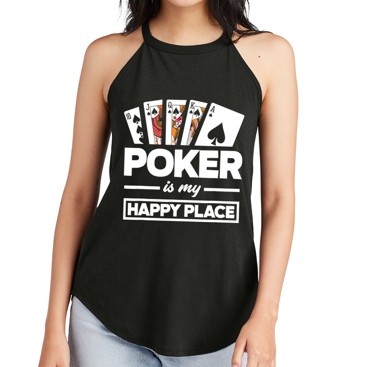 Poker Is My Happy Place Funny Poker Player Poker Women's Perfect Tri Rocker Tank