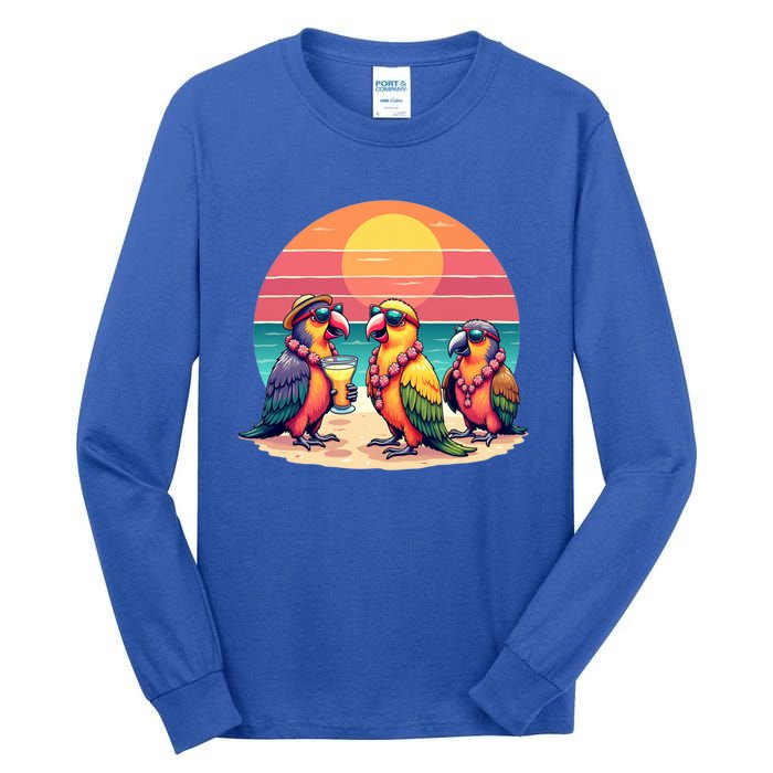 Parrots Ing Margarita On Summer Vintage Group Bird Gift Tall Long Sleeve T-Shirt