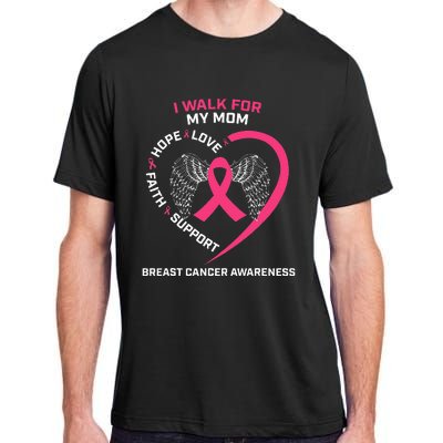 Pink In Memory Of I Walk My Mom Breast Cancer Awareness Adult ChromaSoft Performance T-Shirt