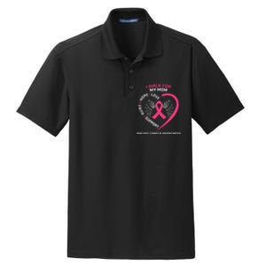 Pink In Memory Of I Walk My Mom Breast Cancer Awareness Dry Zone Grid Polo