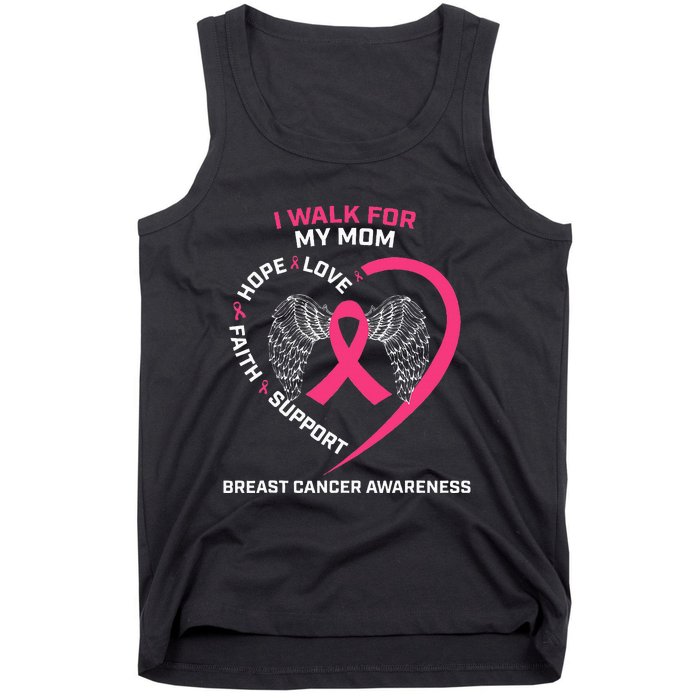 Pink In Memory Of I Walk My Mom Breast Cancer Awareness Tank Top