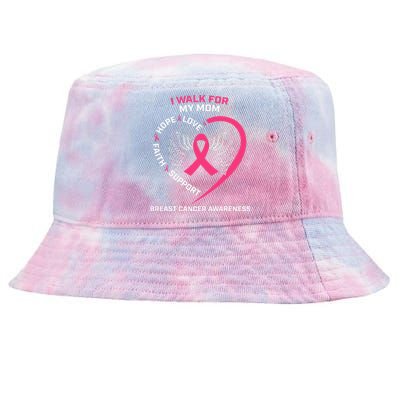 Pink In Memory Of I Walk My Mom Breast Cancer Awareness Tie-Dyed Bucket Hat