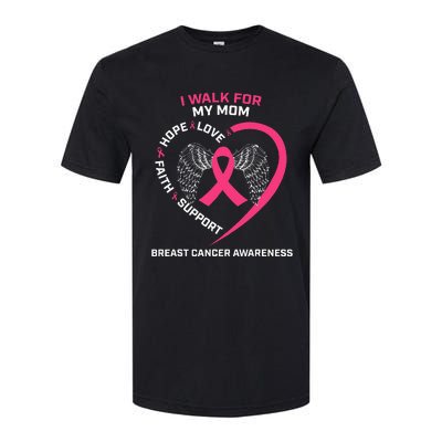 Pink In Memory Of I Walk My Mom Breast Cancer Awareness Softstyle CVC T-Shirt