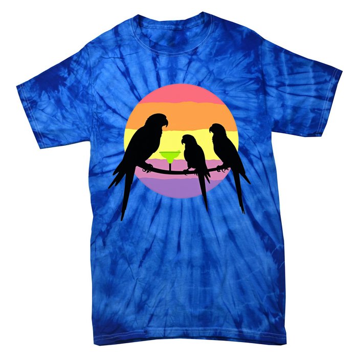 Parrots Ing Margarita On Summer Vintage Group Bird Funny Gift Tie-Dye T-Shirt