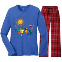 Parrots Ing Margarita On Summer Vintage Group Bird Gift Women's Long Sleeve Flannel Pajama Set 