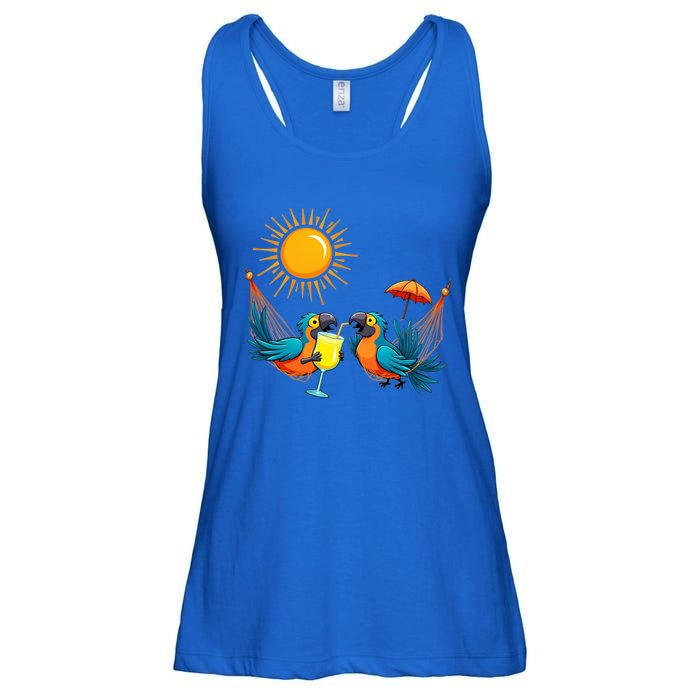 Parrots Ing Margarita On Summer Vintage Group Bird Gift Ladies Essential Flowy Tank